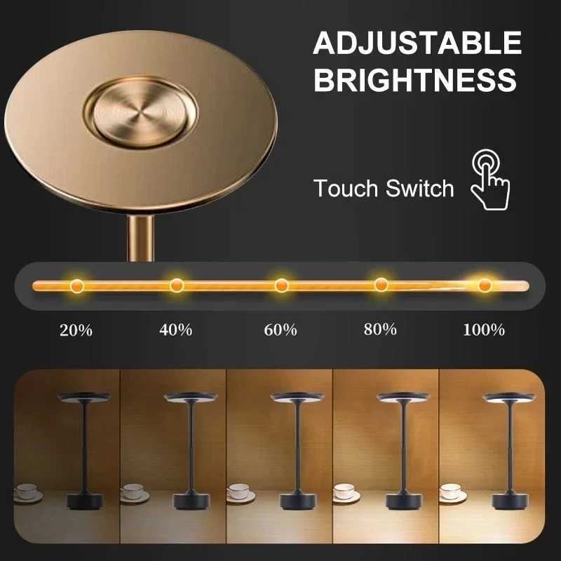 2024 USB Charging Table Lamp Aluminum Restaurant Bar Desk Lamp Dimming Atmosphere USB Charging Touch Switch Decoration M251128