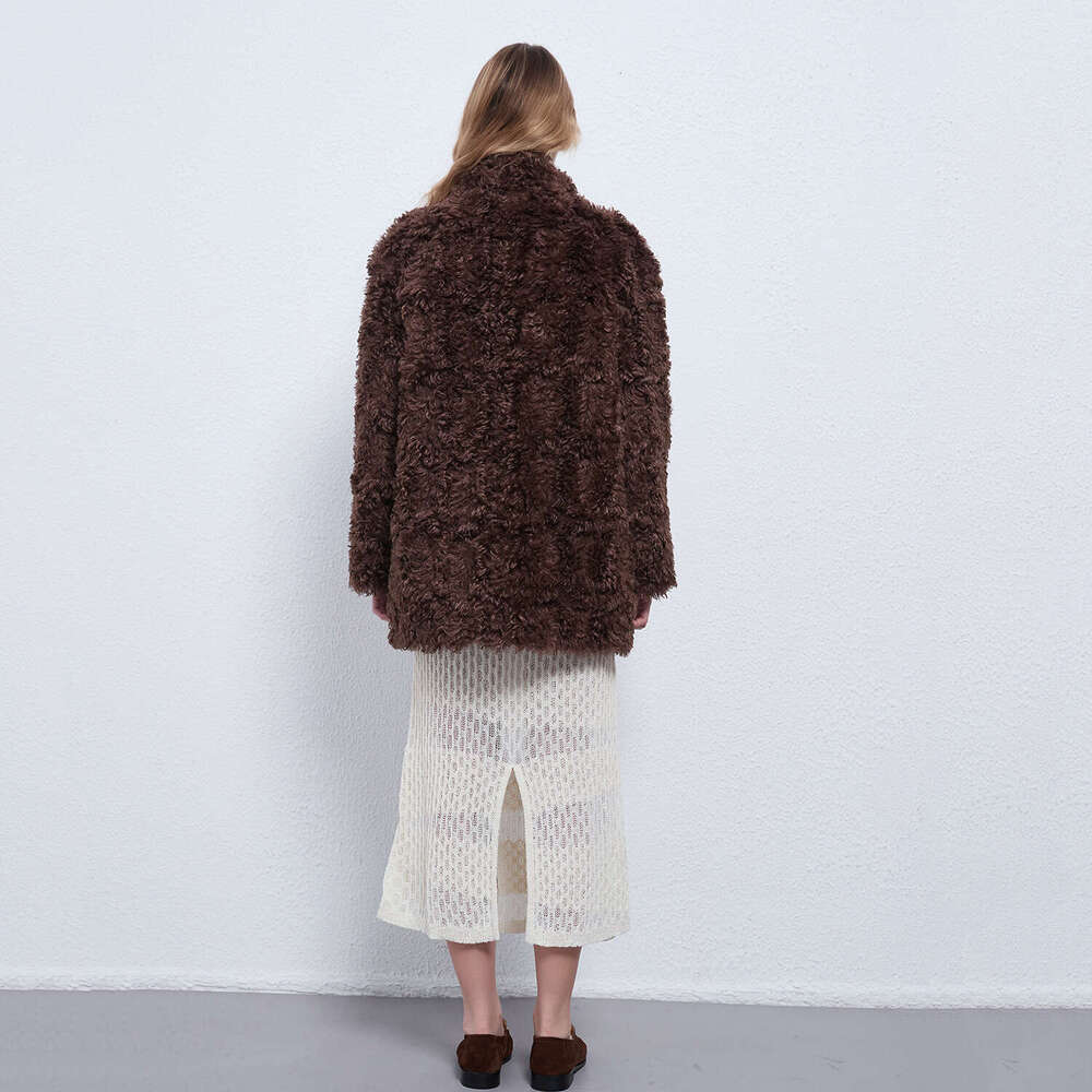 Short Loose Teddy Bear Curly Fur One Piece British Style Lamb Wool Thick Coat Autumn Winter Luxury Designer - view 5