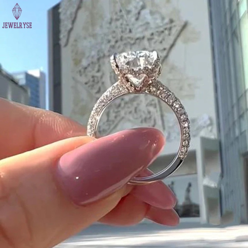 Popular Gorgeous Ring For Women Sparkling Luxury Jewelry 925 Sterling Silver Lagre Cushion Shape 5A Zircon CZ Diamond Elegant Party Female Wedding Rin