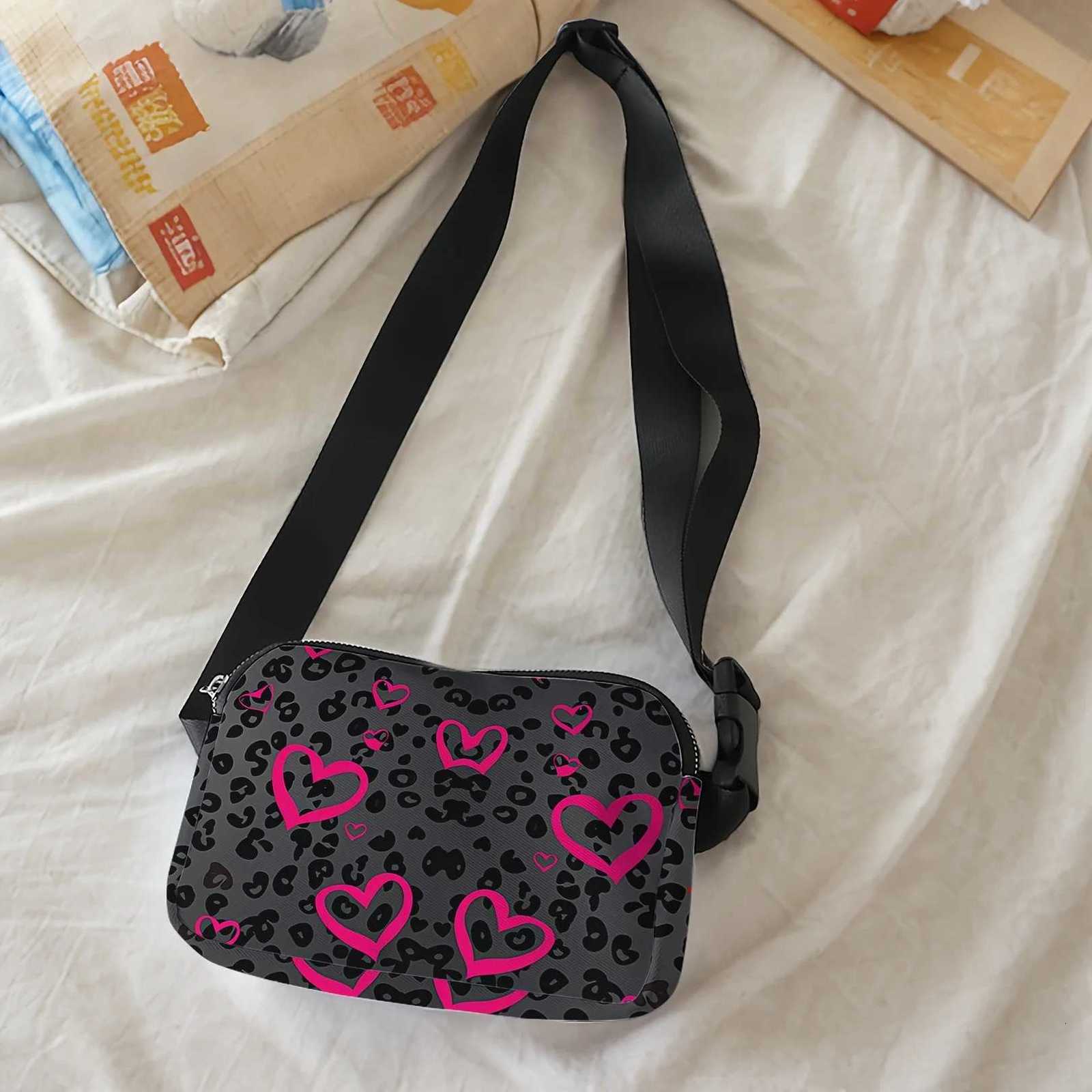 1pc love printed fashionable adjustable crossbody bag neutral sports waist bag suitable for runningT251128