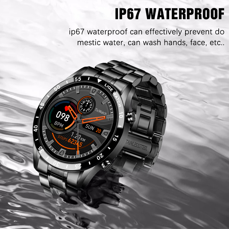 LIGE's new multifunctional smartwatch with Bluetooth calling, step counting, blood pressure, heart rate detection, waterproof watch