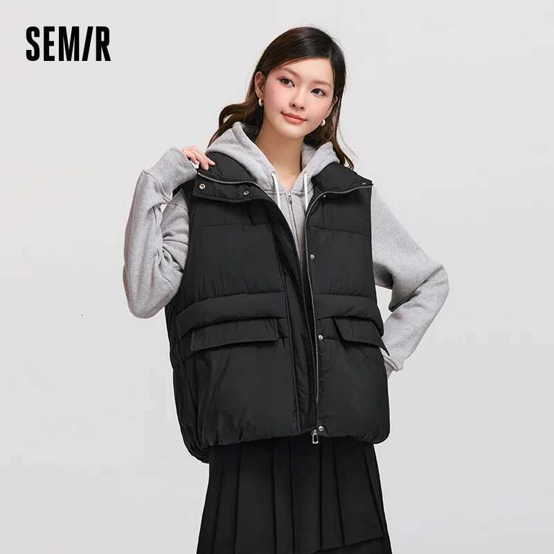 Semir Cotton Vest Women Waterproof Solid Versatile Oversize 2025 Winter New Stand Collar OuterwearT251128