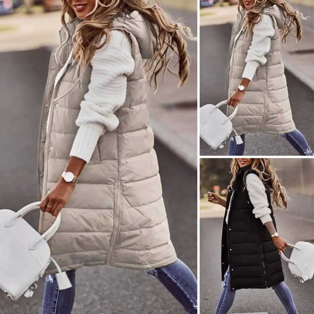 2023 Winter Vest Womens Down Cotton Jacket Womens Warm Sleeveless Casual Hooded Vest Zipper Vest JacketT251128