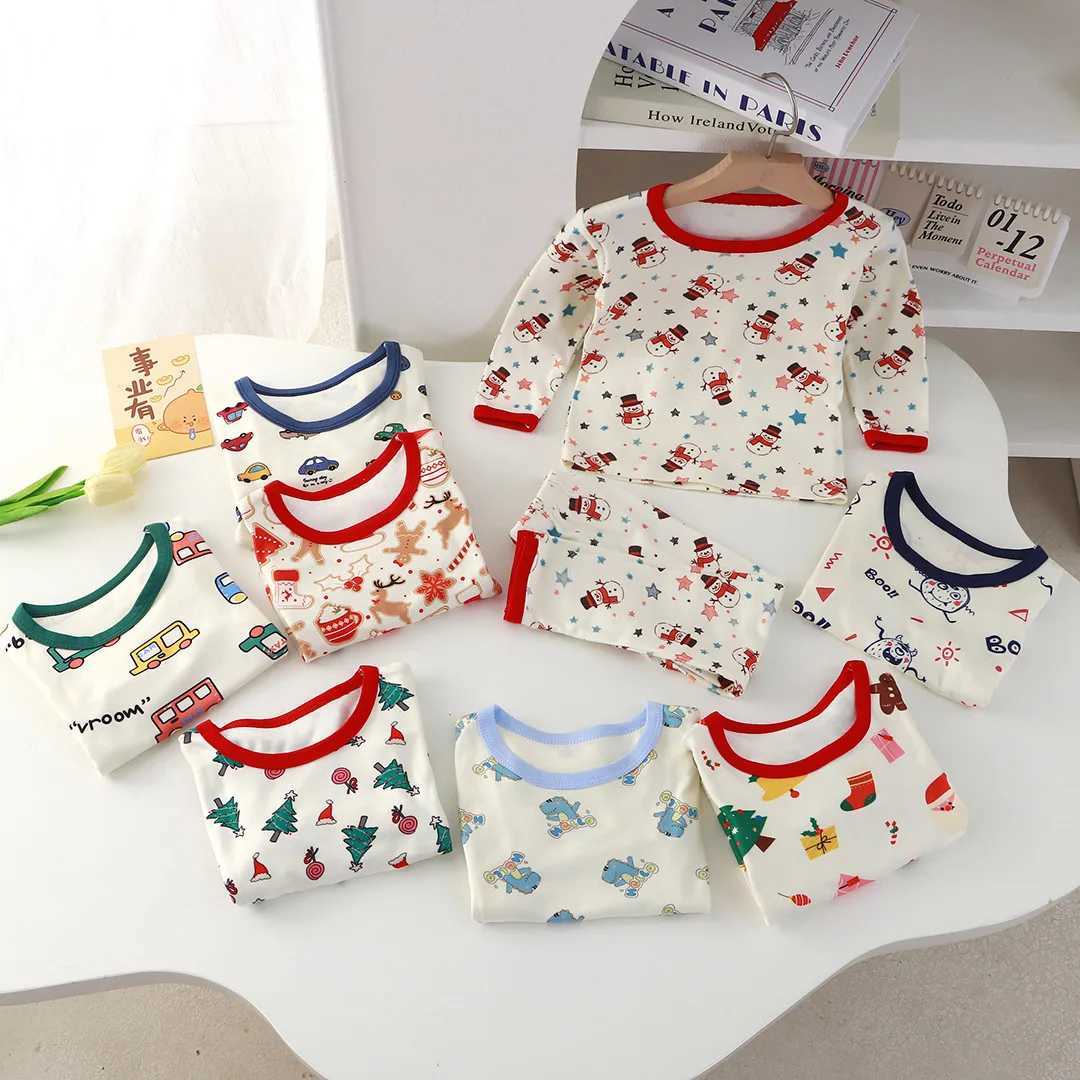 Christmas Soft Touch Children Pajama Sets Unisex New Year Long Sleeve Pants Sleepwear Suitable Gentle Night Sleep For Boys Girls H260403