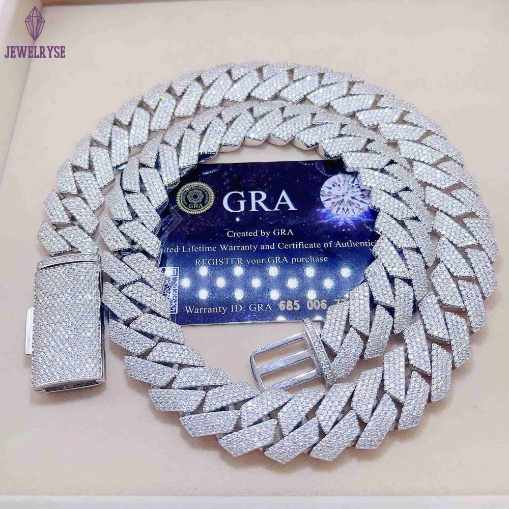 necklace moissanite chain Pendant Necklaces Iced Out Pass Diamond Tester 925 Sterling Silver Necklace Vvs Moissanite Cuban Link