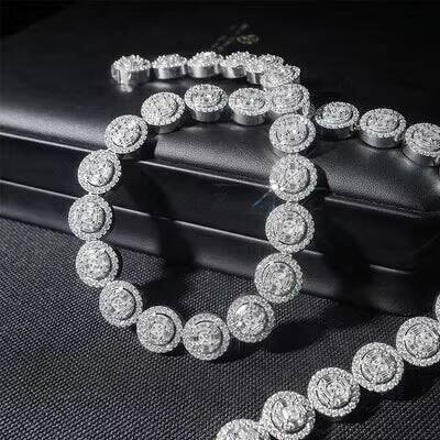 925 Silver Moissanite Cuban Chain Necklace for Men 13mm with Mozambican Accessories