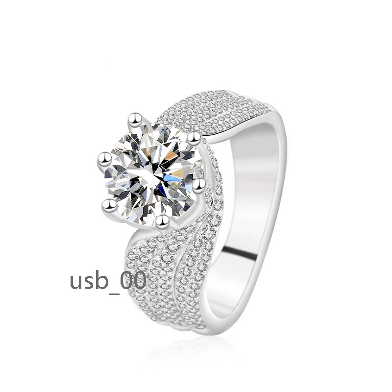 Luxury 925 Sterling Silver Statement Wedding Jewelry Round Brilliant 3ct VVS Moissanite Engagement Rings