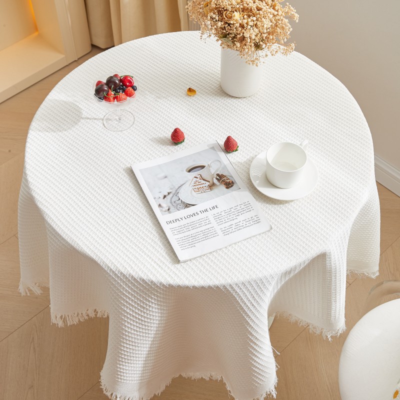 A846 lace white tablecloth, INS style, round table, square table, coffee table, bedside table, desk, photo background cloth, tablecloth