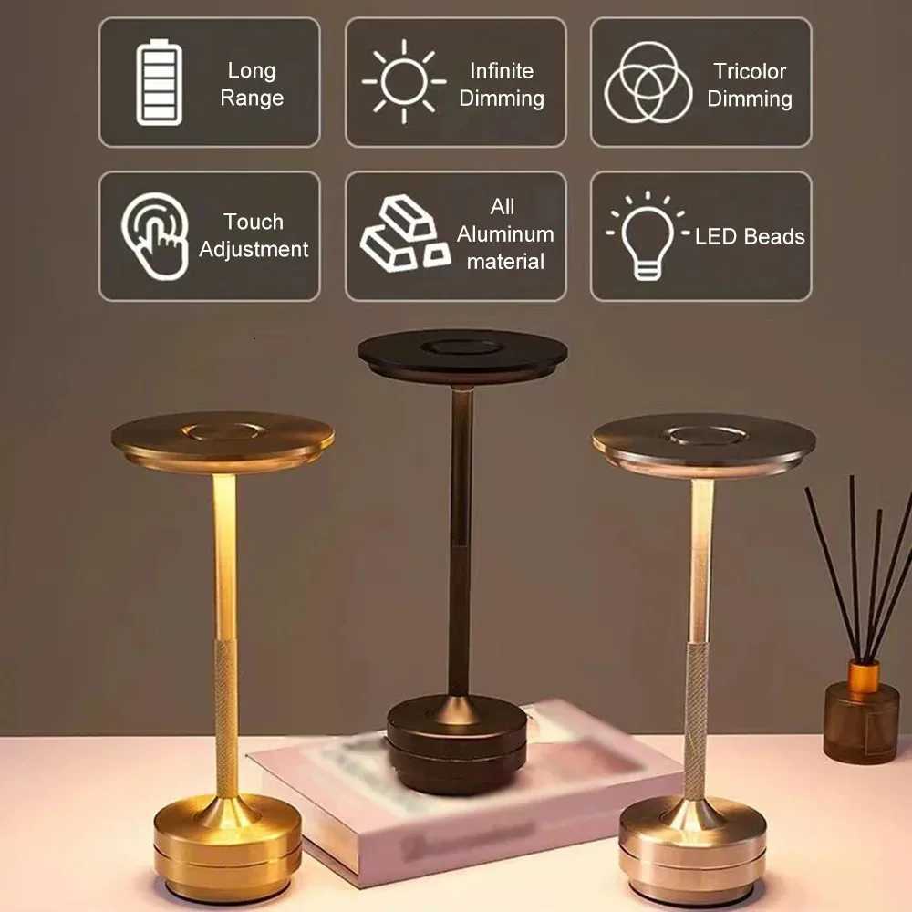Wireless Simple Decorative Table Lamp Infinitely Dimmable Atmosphere Classic Retro Portable Rechargeable Touch Desk Lamp M251128
