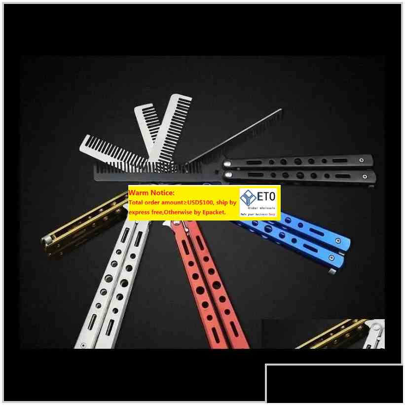 Hair Brushes 100Pcs Fashion Delicate Pro Salon Stainless Steel Folding Training Butterfly Practice Style Knife Comb Tool Jwgde Djlet D Dhlvu 369 LL