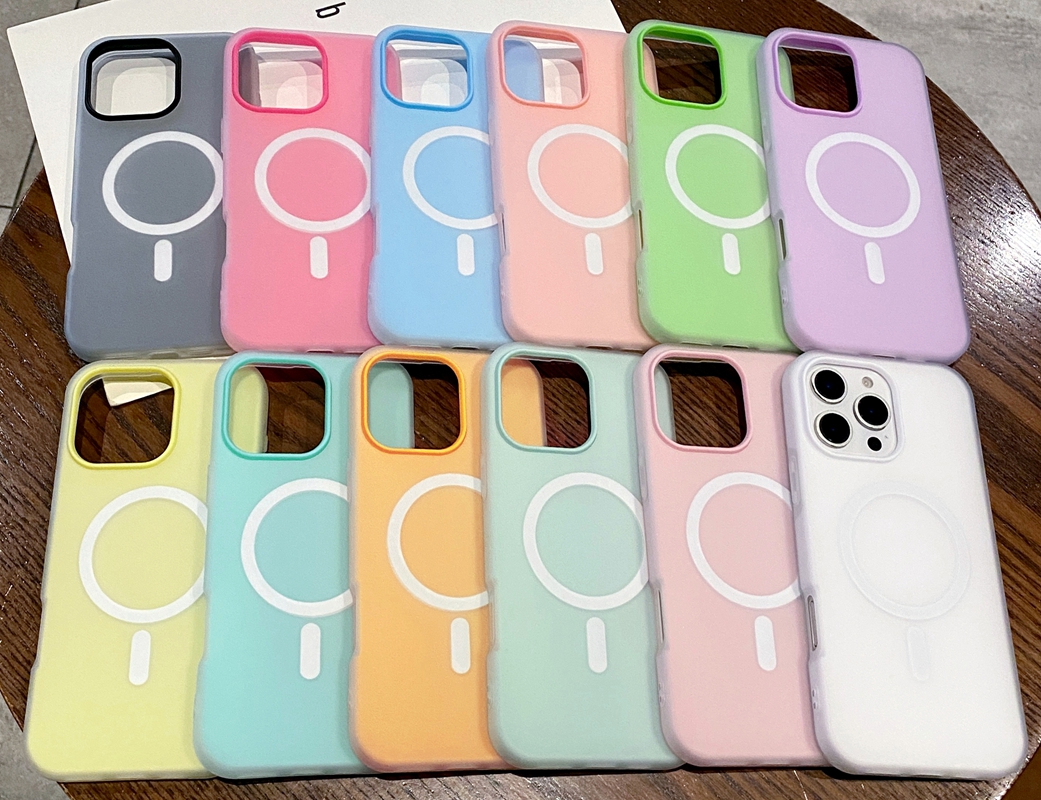 2in1 Magnetic Wireless Charging Cases For Iphone 17 Air 16 Plus 15 14 Pro MAX 13 12 11 Frosted Matte Skin Feel Jelly Colorful Hard Plastic PC Soft TPU