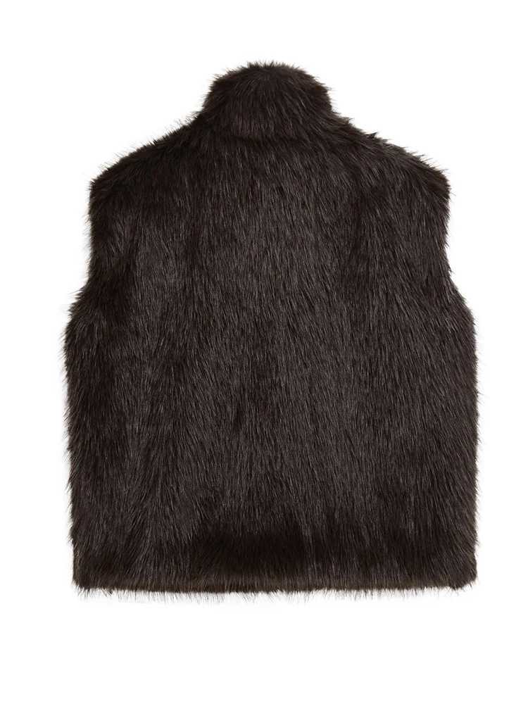 HH Fashion Womens Brown Faux Fur Vest Top 2025 Winter Elegant Female Turtleneck Fluffy Sleeveless Zipper Waistcoat OuterwearT251128