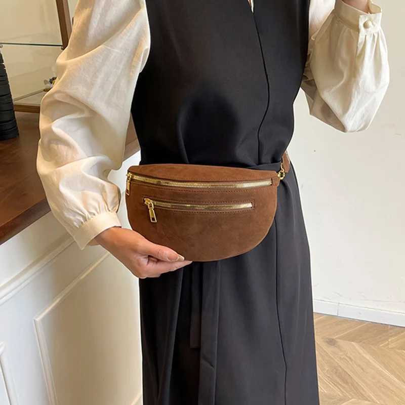 2025 Winter Faux Suede Chest Bag Woman Waist Bag Street Trend Fanny Pack Casual travel Female Shoulder Crossbody Bag Phone PurseT251128