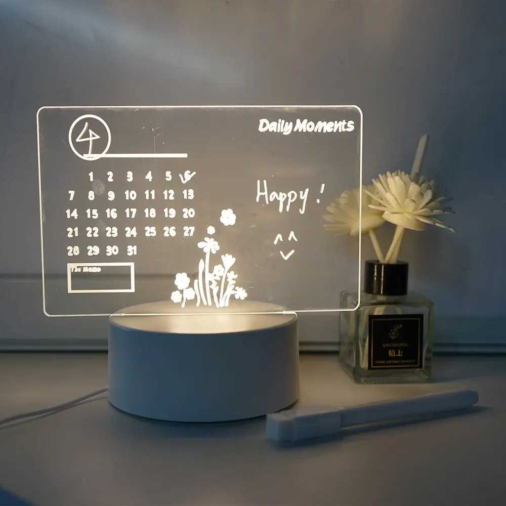 DIY Notepad LED Drawing Board Glowing Acrylic Message Board With Pen Erasable Childrens Drawing Letter Message Board Night Lamp M251128