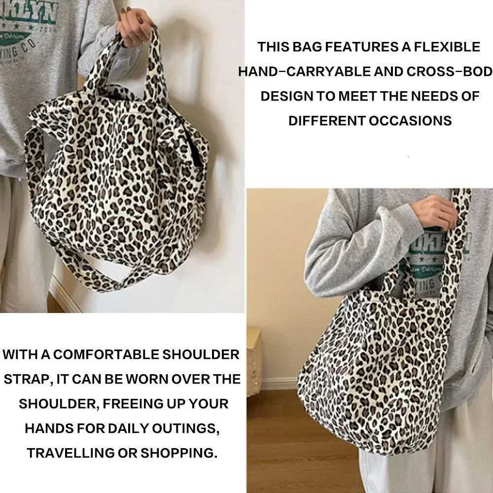 KISMIS Leopard Canvas Tote Bag for Women Casual Large Capacity Fashion Tote Yankee Shoulder Crossbody Bag Stylish Spacious K251128