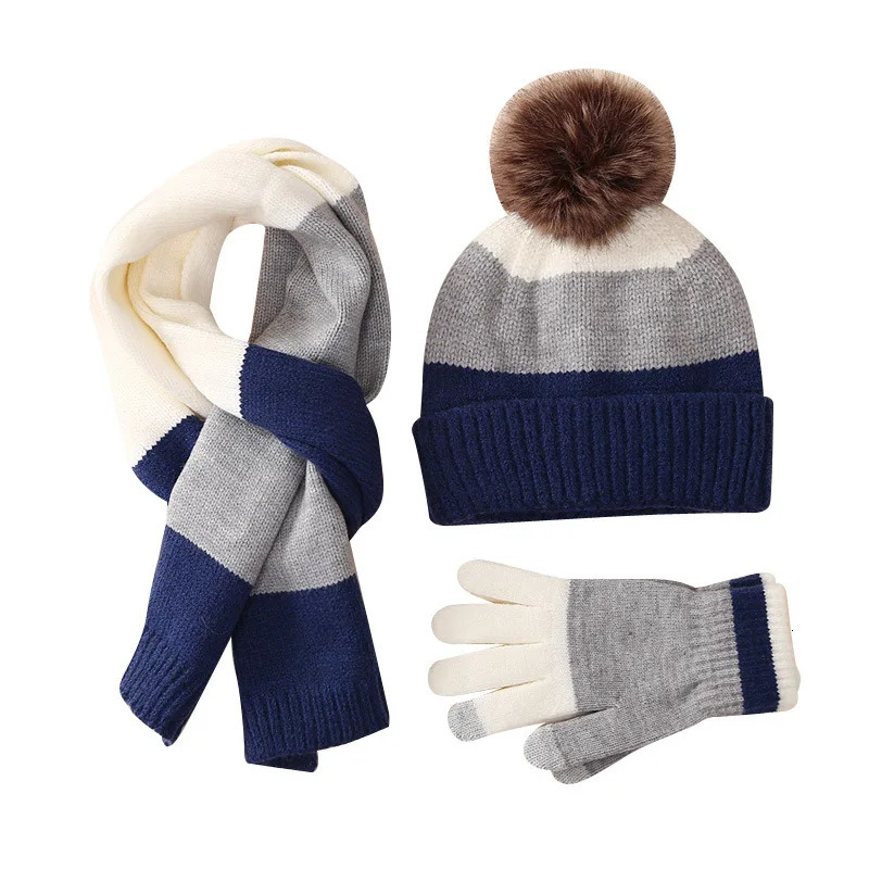 Foreign Trade Winter Childrens Warm Set with Fleece Knitted Hat Gloves and Scarf Three-Piece Set8-15Years Old 251124 - view 6