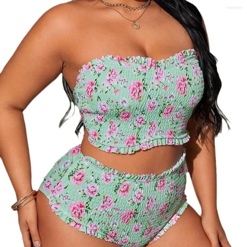 Women's Swimwear Sexy Bikini Set Two-Piece Swimsuit Large Size Cross-Border Print Strapless Xingyatu 2025 Arrival
