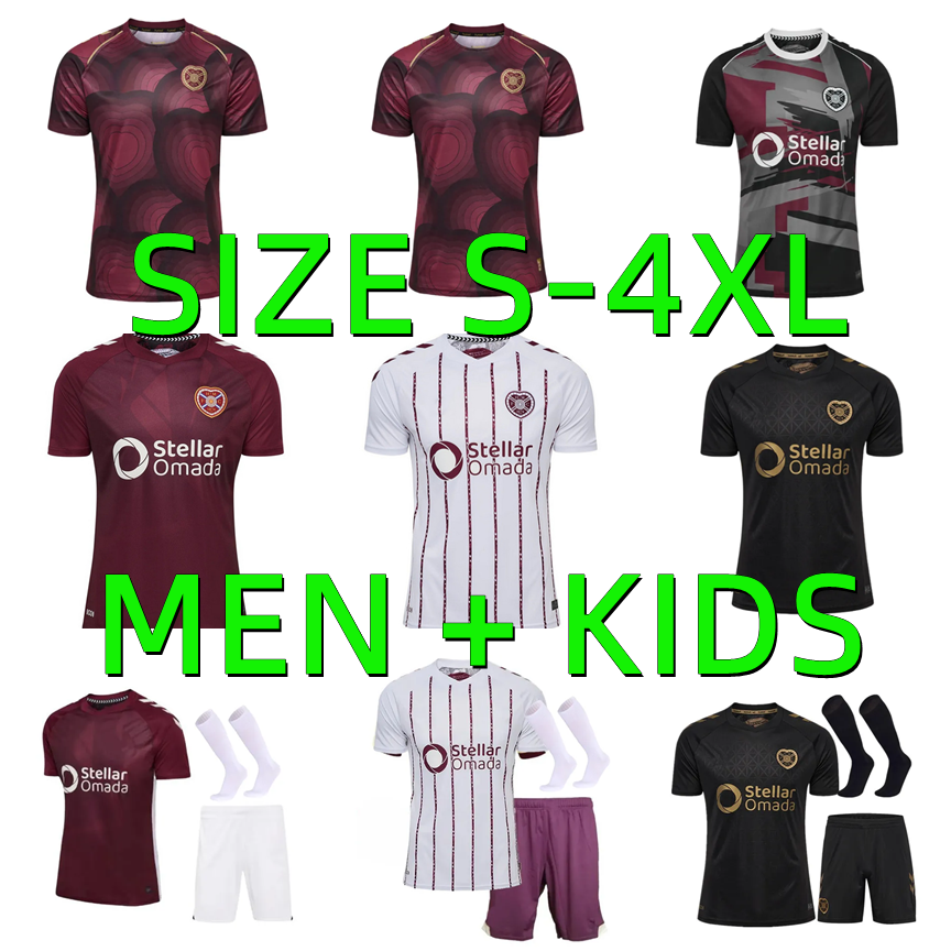 2025 2026 Heart of Midlothian Soccer Jerseys 25 26 Hearts BOYCE SHANKLAND DEVLIN VARGAS ROWLES DEVLIN McKay Football Shirt Uniforms Men Kids Kit Full Set Adult kits