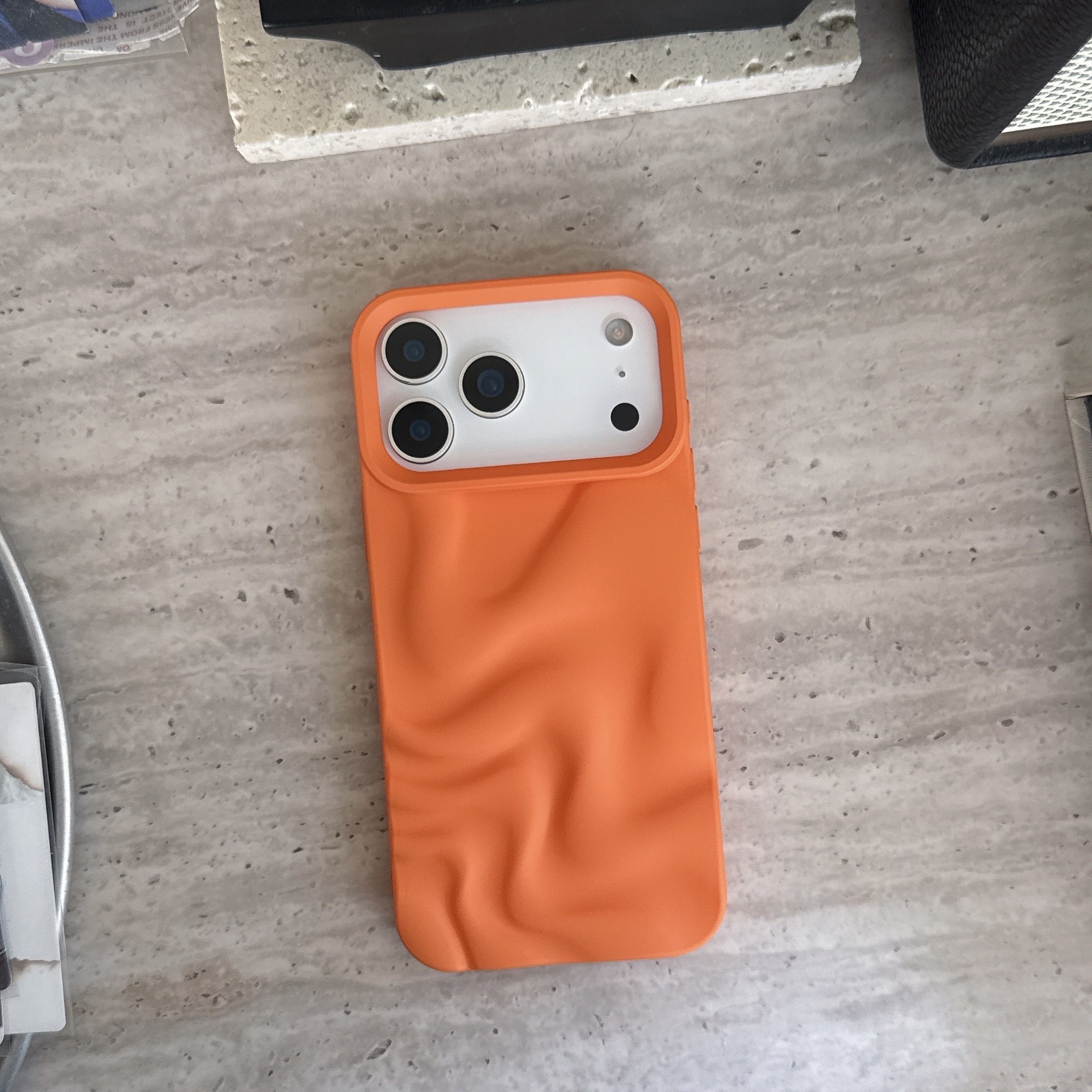 3D Irregular Water Ripple Phone Case iPhone 17 Pro Max Solid Color Compatible with Apple 16 15 Pro Matte