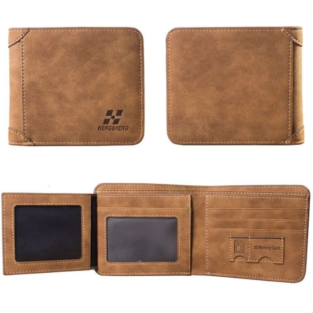 Men s Leather Billfold Slim Hipster Cowhide Credit Card ID Holders Inserts Coin Purses Business Foldable Wallet designer wallet