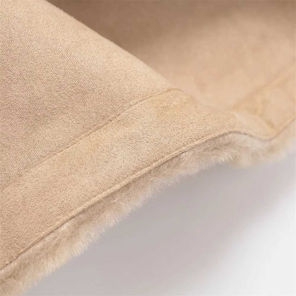 Autumn and winter new womens casual pocket hooded sleeveless rope buckle decoration fleece vest jacketT251128