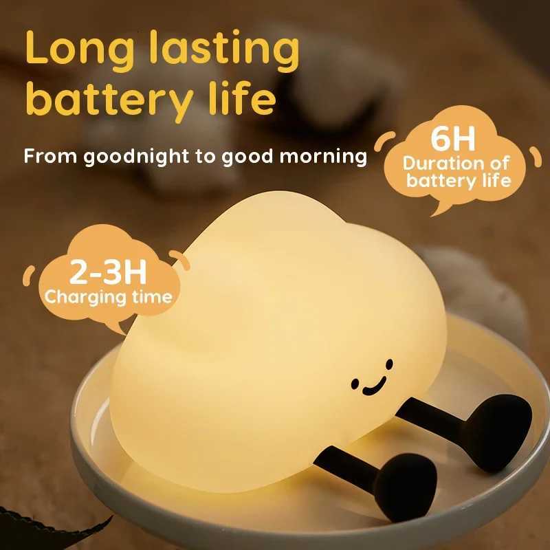 Cute Silicone Night Light Dimmable Nursery Sleeping Lamp Touch Control Nightlights USB Rechargeable Table Lamp For Baby Child M251128