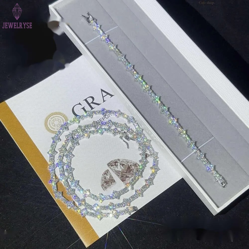 Designer 3mm New Style Hip Hop Moissanite Tennis Chain Bracelet Pass Dia Tester GRA Sier vvs tennis moissanite chain women mens fashion cuban k neckla