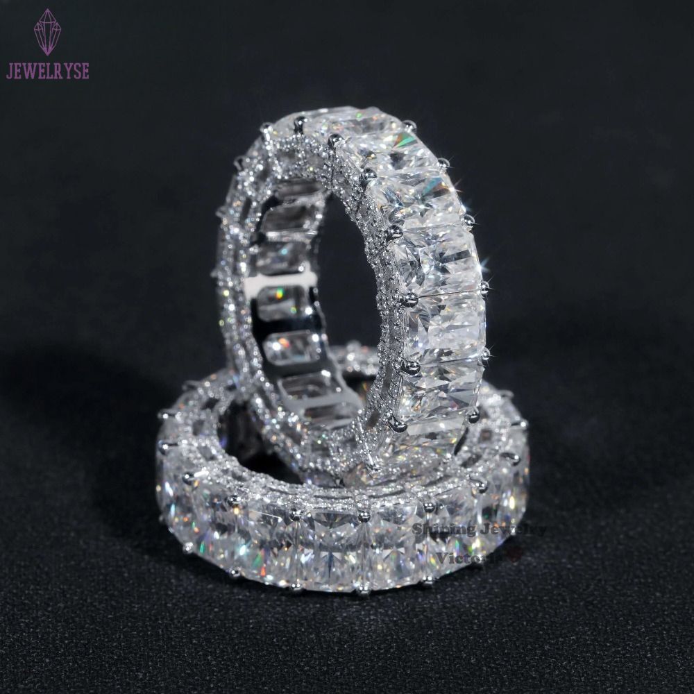 10k 14k 18k Real Gold Ring Wedding Band Full Eternity Lab Grown Vvs Moissanite Diamond 925 Jewelry Engagement Eternity Band Ring