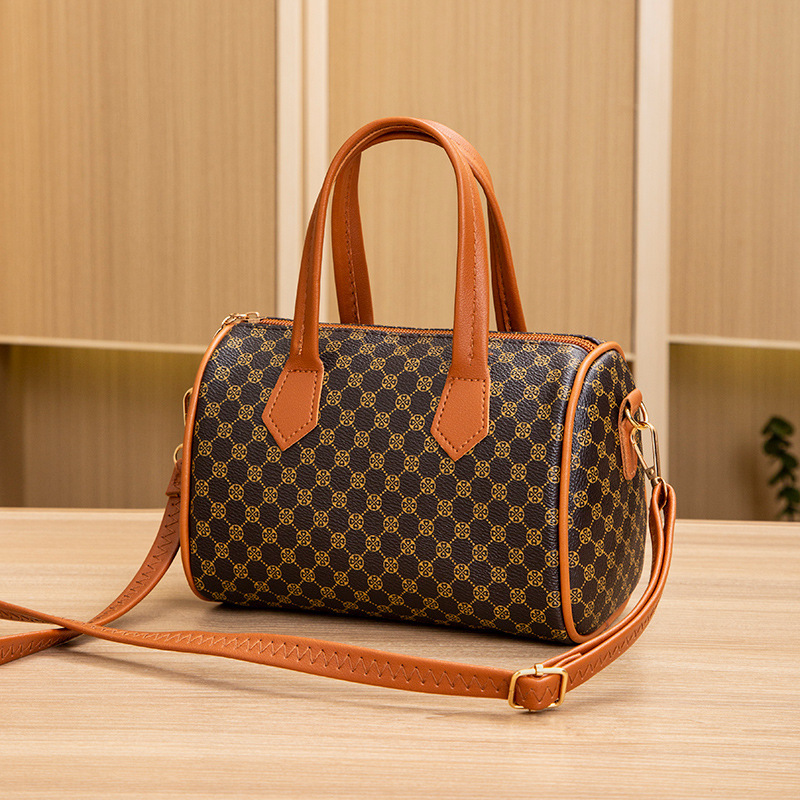 Womens Contemporary Contrast Patterned Boston Purse - Fashionable Cross Body & Adjustable Strap Pouch Design bags