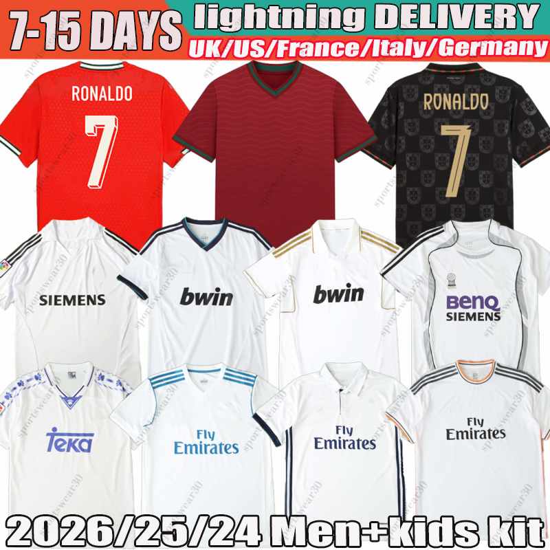 2026 RONALDO Portugal Madrid Retro Soccer Jerseys PEPE BERMARDO B.FERNANDES LEAO Ramos Dias Felix football shirt fans player version Men Kids kit