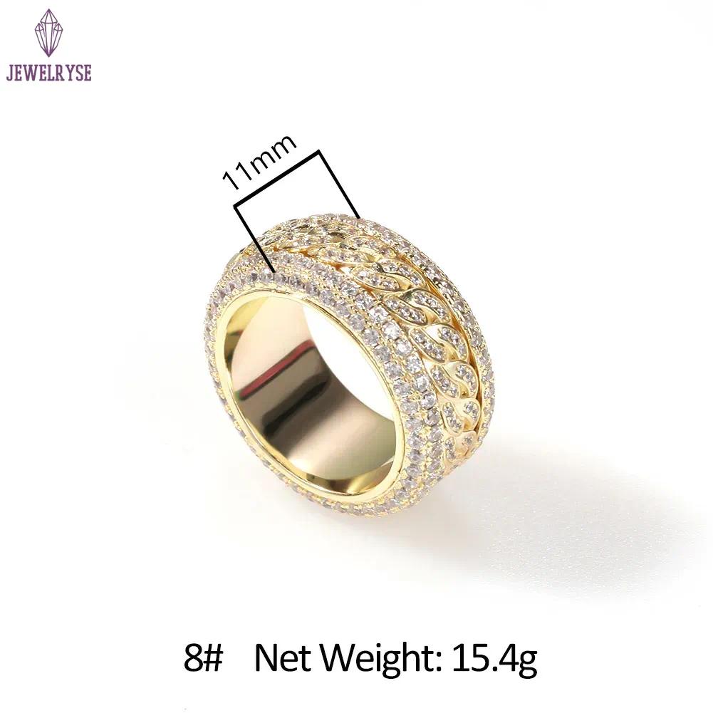 Hip Hop Rotable Cuban Ring Gold Fashion Personality Trendy Ring moissanite diamond 18k gold sterling silver cuban women ring