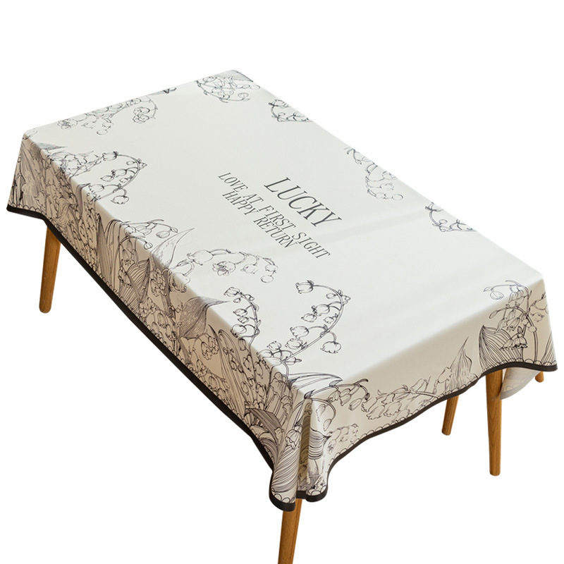 B432 new lambskin printed tablecloth light luxury atmosphere tablecloth waterproof and oil-proof washable coffee table cloth heat insulation