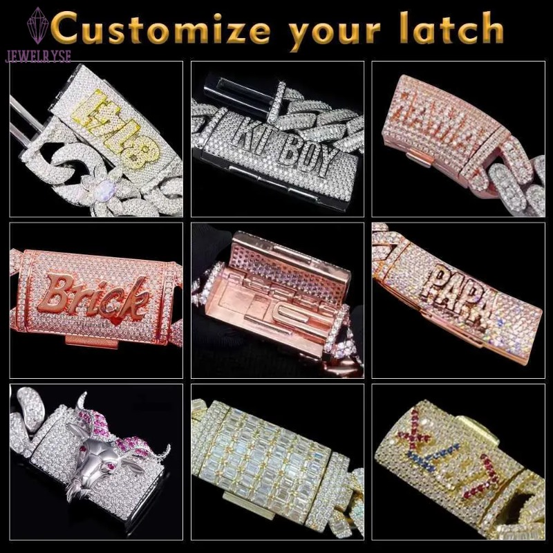 necklace moissanite chain Wholesale price vvs 2 rows miami gold cuban chain 925 sterling silver diamond cuban