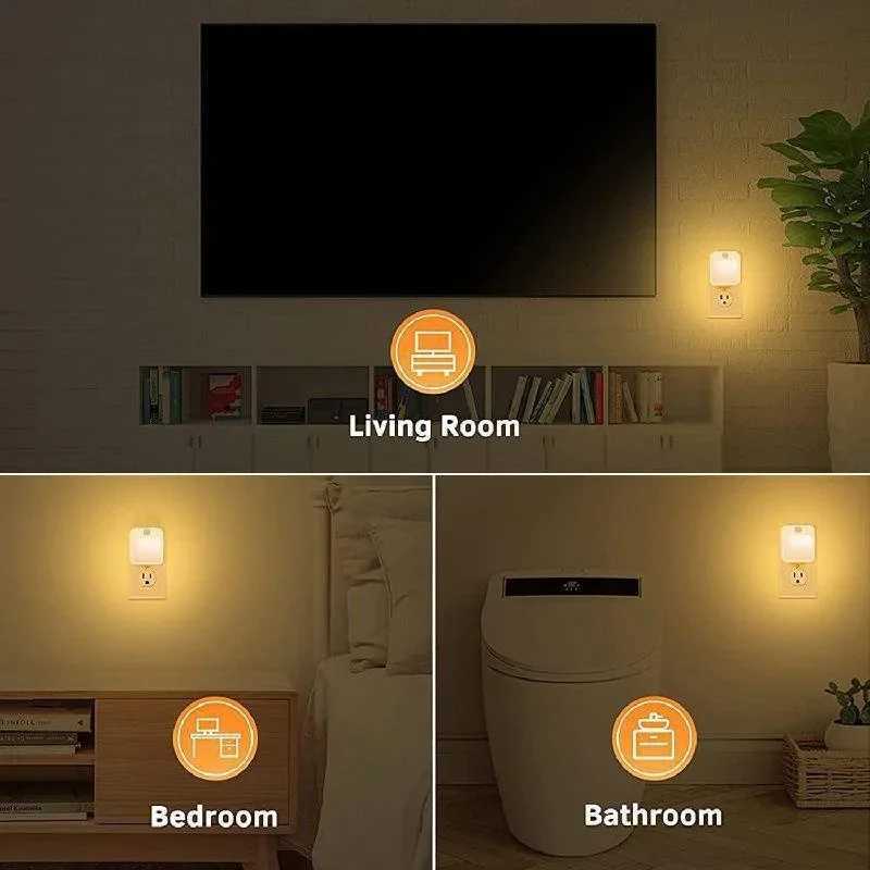 Motion Sensor LED Night Lights EU Plug Dimmable Cabinet Light for Baby Bedside Bedroom Corridor Wireless Night Lamp Lighting M251128