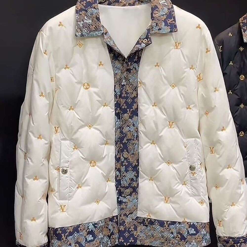 2025 Trendy Fashion Letter Embroidery Turn-Down Collar Versatile 2024 Winter New Men's Warm Lightweight Jacket