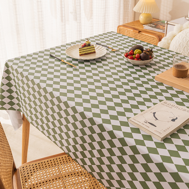 T0264 PVC tablecloth waterproof and oil-proof washable coffee table tablecloth rectangular light luxury diamond tablecloth wholesale