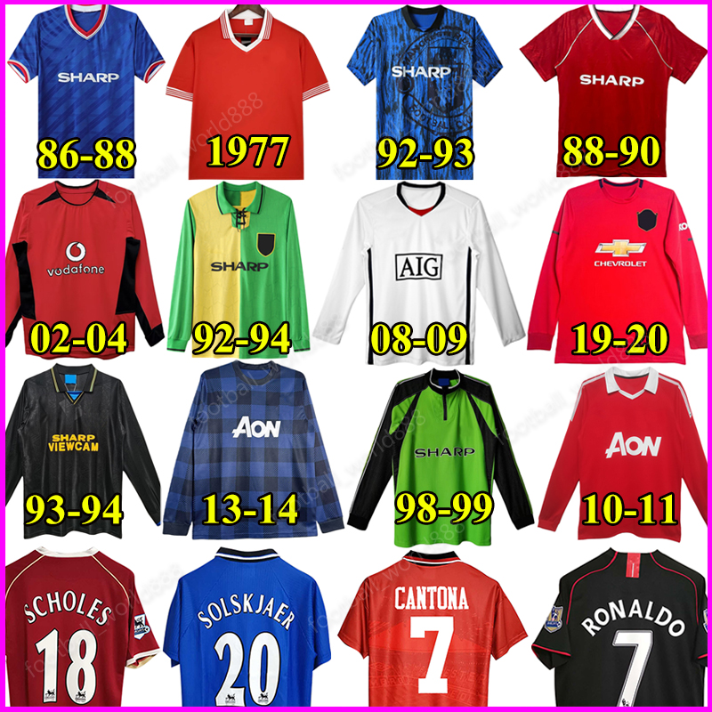Retro 1982 ManUnited Soccer Jerseys CANTONA GIGGS 92 94 football Shirts KEANE SOLSKJAER SCHOLES 10 11 football kits SHERINGHAM FERDINAND Long Sleeves Men Kids Sets