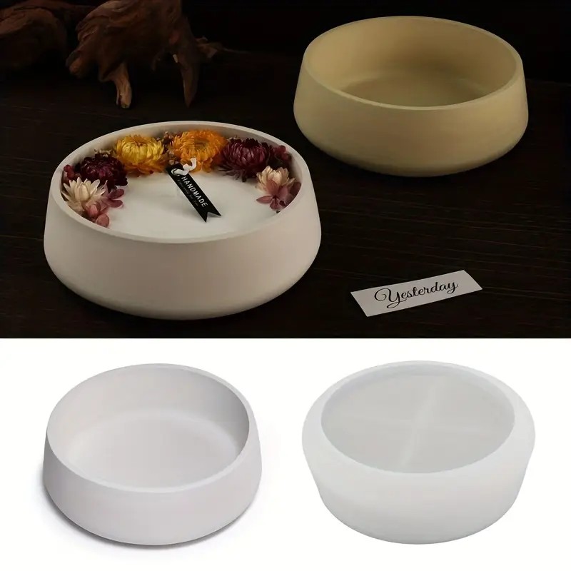 Large Round Storage Tray Candle Bowl Silicone Mold Crystal Drop Glue Storage Container Plaster Decoration