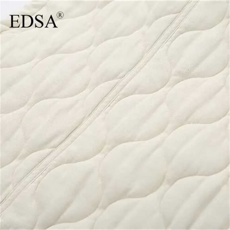 EDSA Women Pocket Cotton Jacket Vest Sleeveless Stand Neck Zipper Waistcoat Loose Female StreetwearT251128