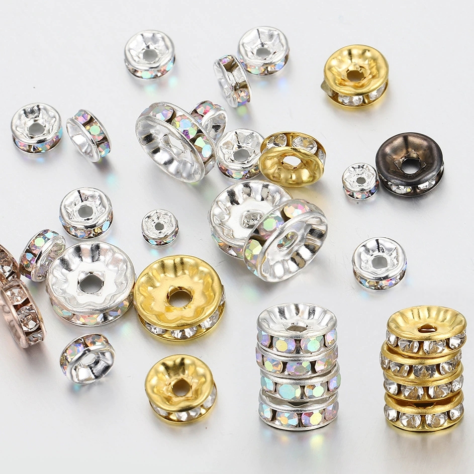 High-Quality Sparkling Rhinestone Spacer Beads Packaged by Quantity: Ideal Accessory Material for Crafting Personalized Wristwear Projects