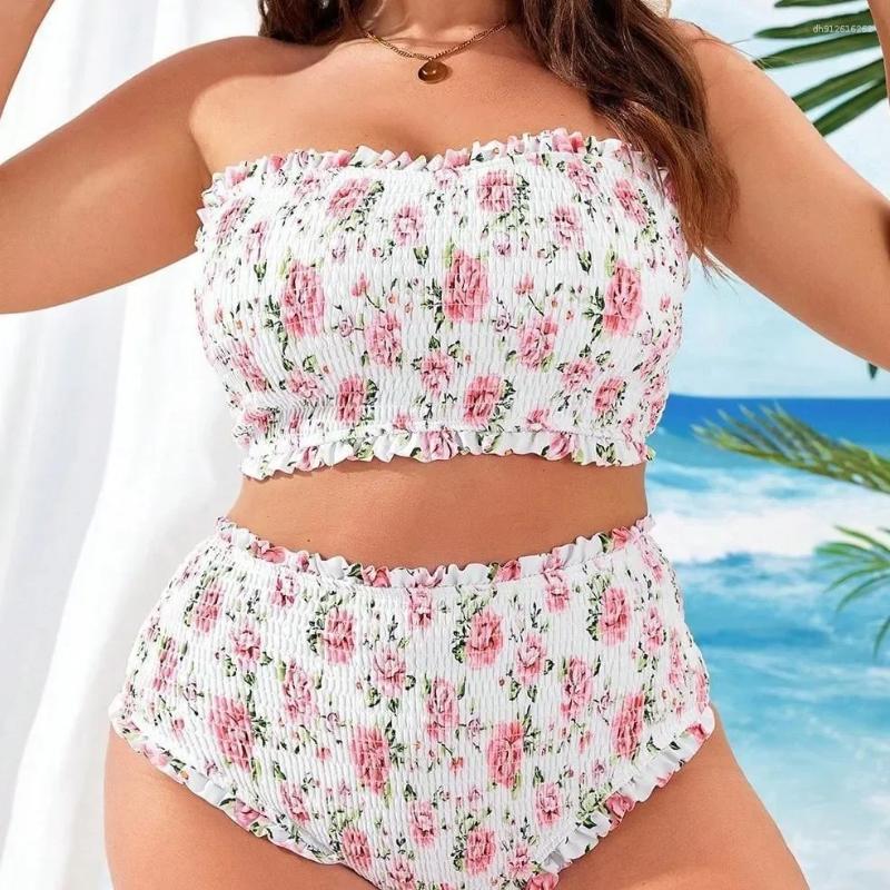 Women's Swimwear Sexy Bikini Set Two-Piece Swimsuit Large Size Cross-Border Print Strapless Xingyatu 2025 Arrival