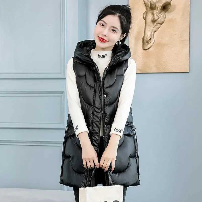 Womens Thick Hooded Vest Sleeveless Coat Large Size Long Warm Cotton Waistcoat Winter Tops New 2025T251128