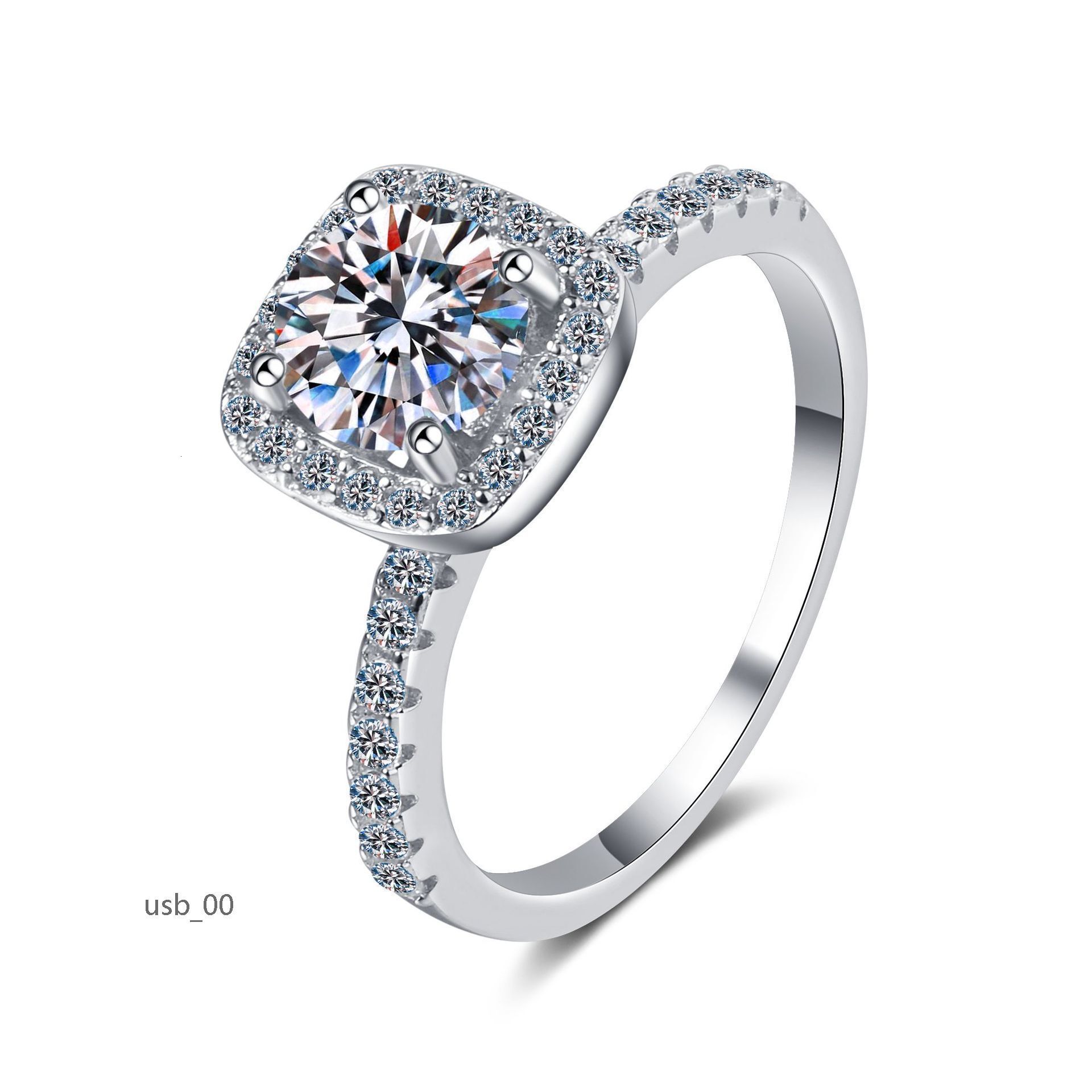 Elegant Jewelry Gift Classic 2.0ct Moissanite 925 Sterling Silver Jewelry Ring for Women