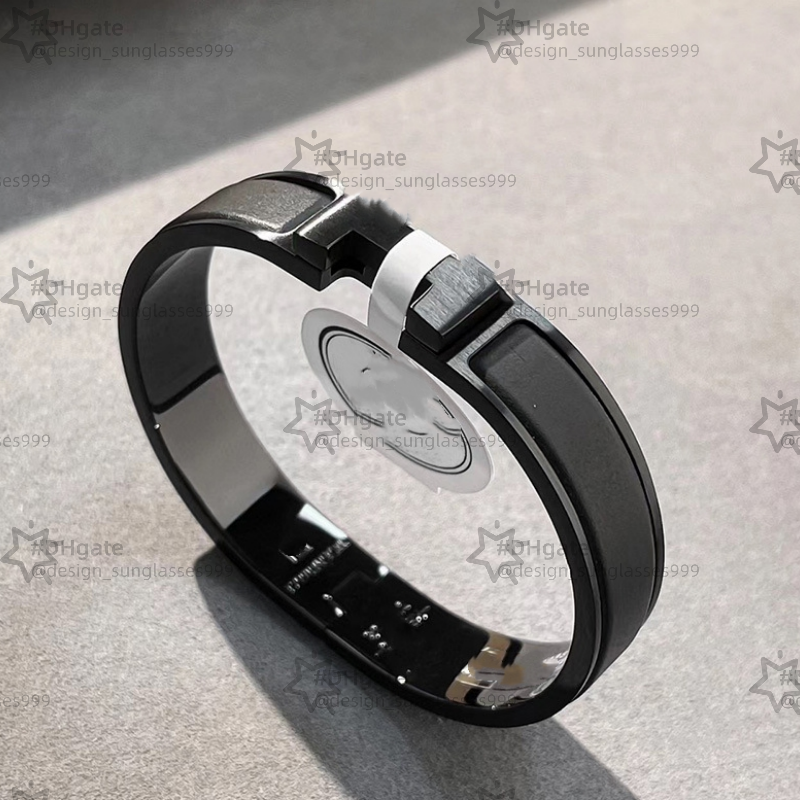 Classic Bracelets Men Women Couple Designer Enamel Bracelet Mens Black Bangle Frosted Buckle Bangles 12Mm Wide Size 17/19/21 Jewlelry Cy2025