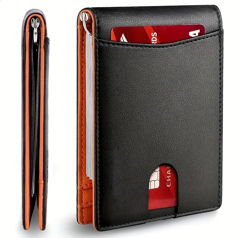 PU leather ultrathin smart wallet for men with credit card holder mini RFID blocking mens thin 250418