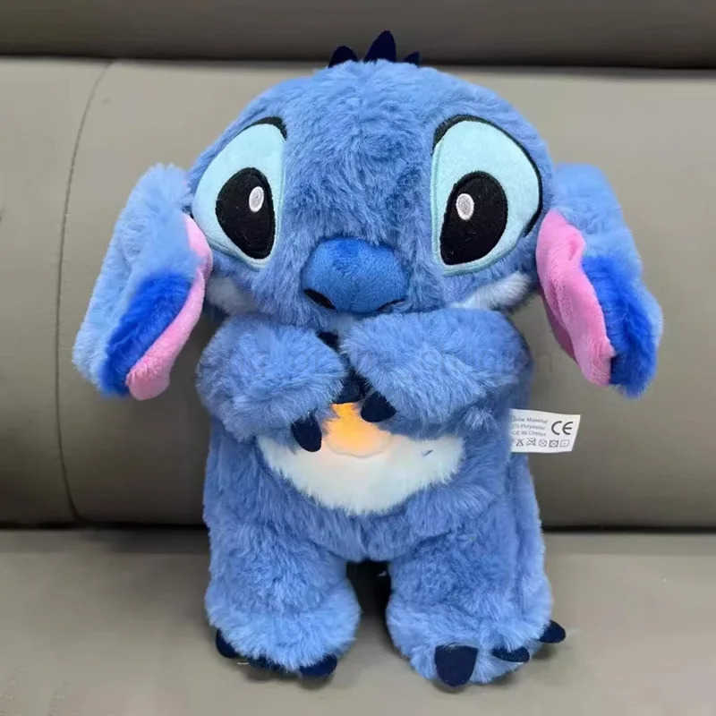 Disney Halloween Stitch Plush Doll With Breath Child Peluche Soothes Toys Anime Baby Light Sleep Toys Pumpkin Stitch Kids Gifts W20250428