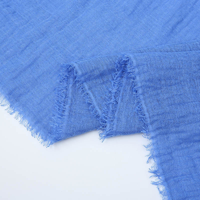 K545 Foreign trade hot sale new style simple solid color wrinkled cotton and linen scarf winter hot sale soft skin-friendly warm neck scarf for women