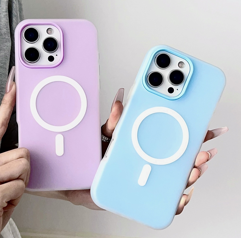 2in1 Magnetic Wireless Charging Cases For Iphone 17 Air 16 Plus 15 14 Pro MAX 13 12 11 Frosted Matte Skin Feel Jelly Colorful Hard Plastic PC Soft TPU