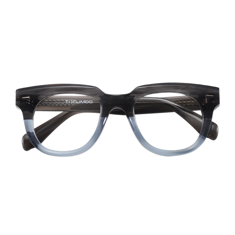 THELIMOO Retro Rounded Square Thick Acetate Glasses Bright Color Gradient Optical Frame 4 Colors
