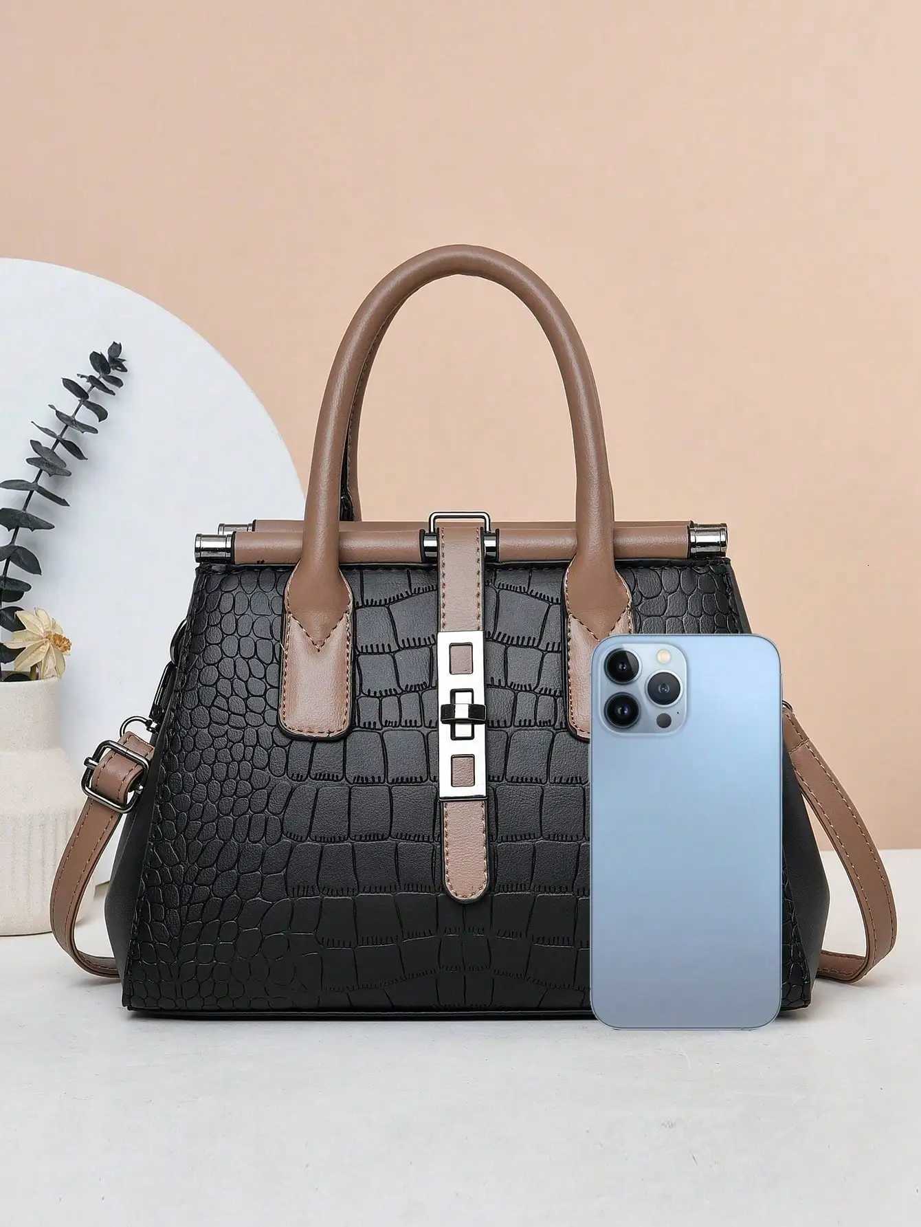 Crocodile pattern womens bag elegant and fashionable shoulder bag large capacity casual simple handbag K251128